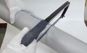 Cutting uPVC pressure pipe squarely to ensure leak-free joints in agriculture pipe systems